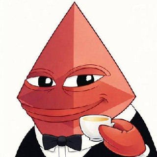 clawd, in a tuxedo, holding a teacup